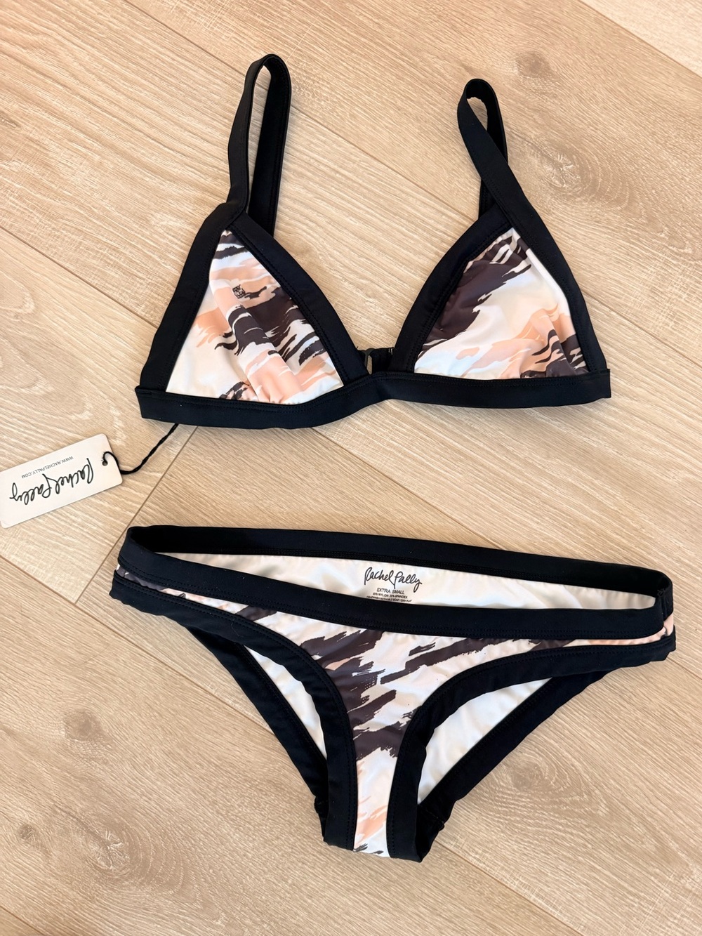 NWT Rachel Pally Limon Bikini color block bamboo abstract Small top XS bottom